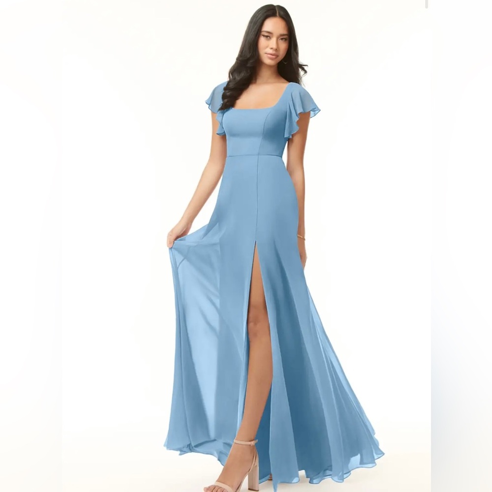 Azazie Bondi Dress Steel blue